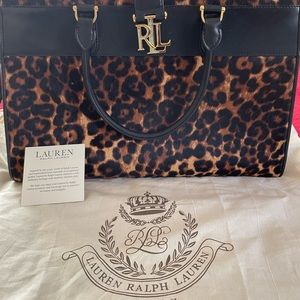 Beautiful animal skin and leather purse by Lauren Ralph Lauren.